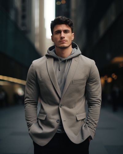 Beige Blazer with Hoodie